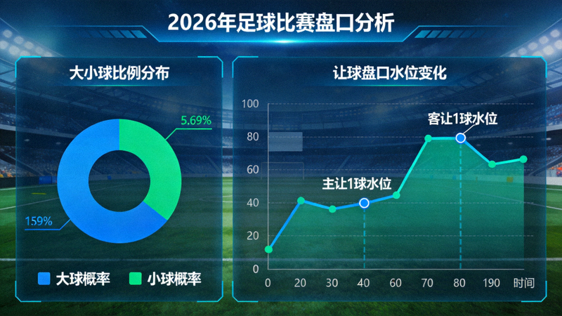 2026年足球比赛盘口分析图表展示 - 显示大小球概率分布与让球盘口水位变化